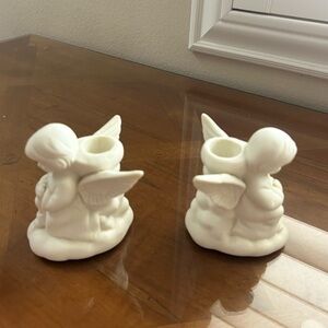 Vintage Angel Candle Holders in White